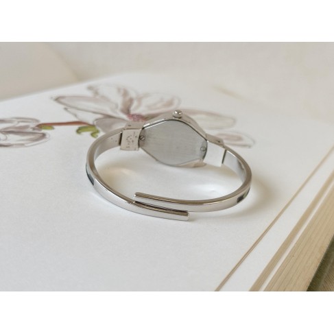 Silver Metal Women's Floral Watch